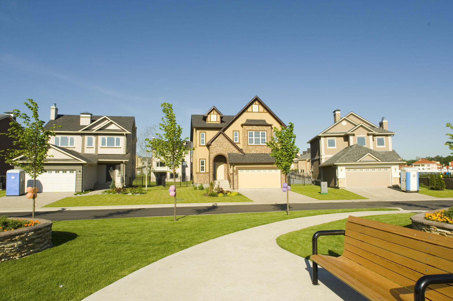 Few suburban houses.