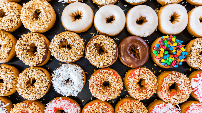 Colorful doughnuts with sprinkles and topping,Pakistan