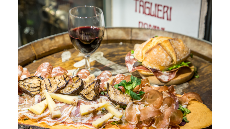 Tuscan delicatessen on display at restaurant