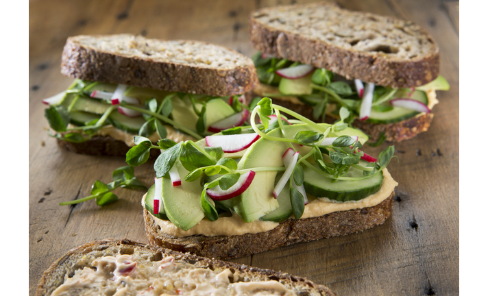 Vegetable Sandwich's on a Rustic Wood Background.