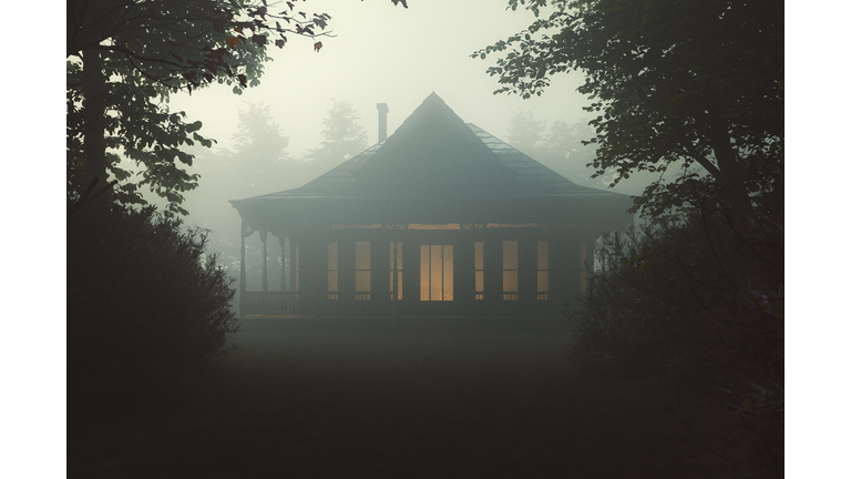 Spooky old rural house in the woods