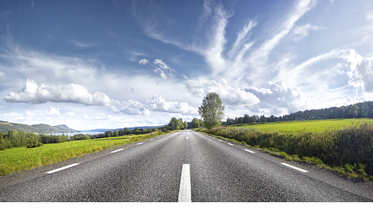 Straight empty road, Sweden