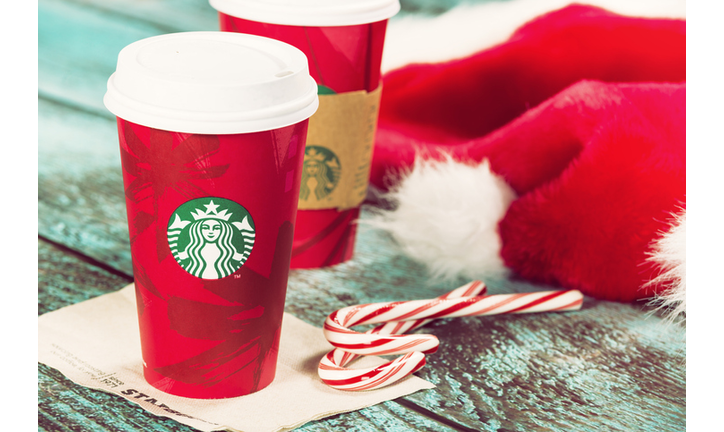 Cup of Starbucks holiday beverage