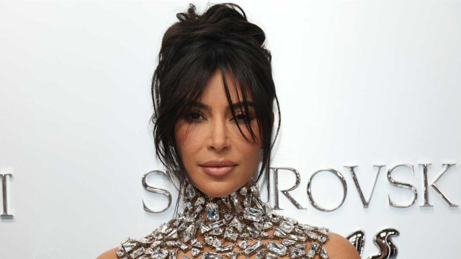 Kim Kardashian Paired Swarvoski-Covered Shapewear With a Gigantic Diamond  Choker for Her Latest SKIMS Drop