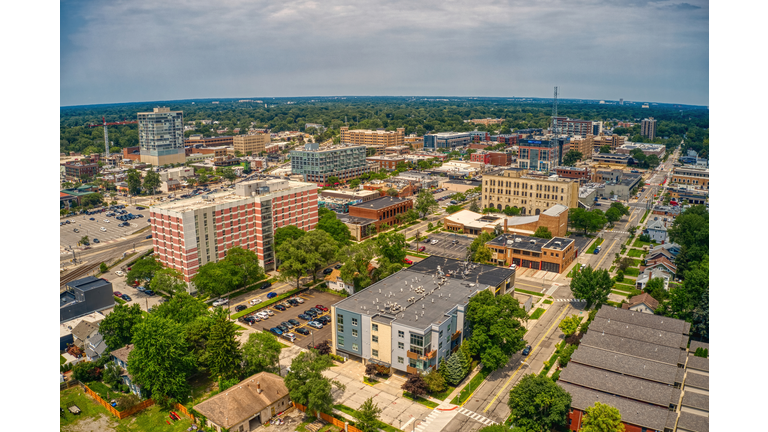 Aerial View of the Chicago Suburb of Royal Oak in Summer