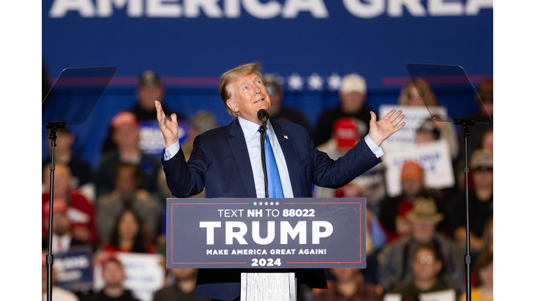 Donald Trump Holds A Campaign Rally In Clarement, New Hampshire