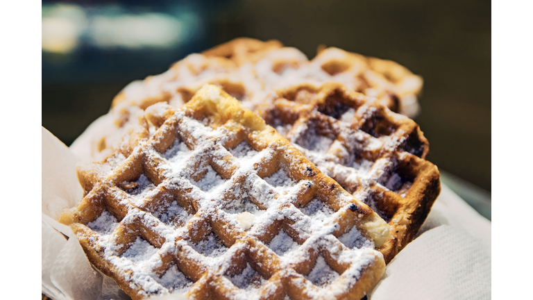 Belgian waffle, close-up