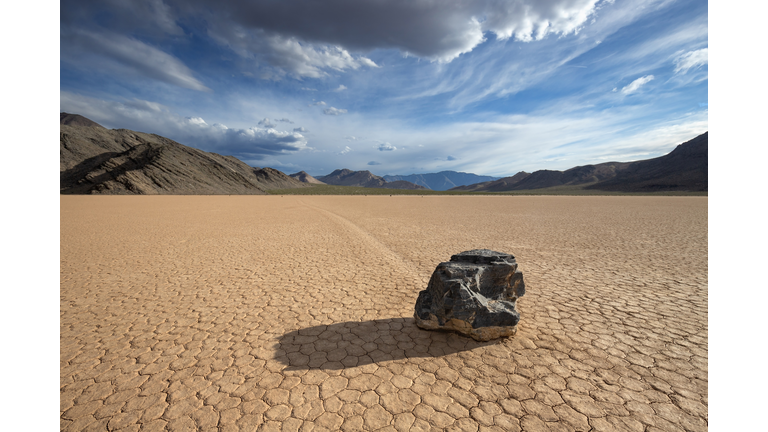 Moving rock on Racetrack Playa, Death Valley National Park, CA