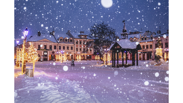 Snowing in Rzeszow