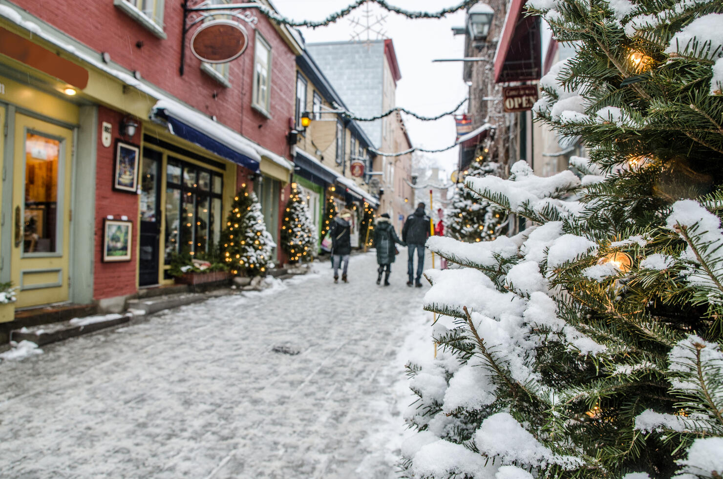People on the Petit Champlain street in Quebec city