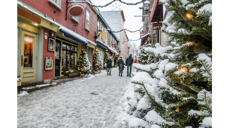 People on the Petit Champlain street in Quebec city