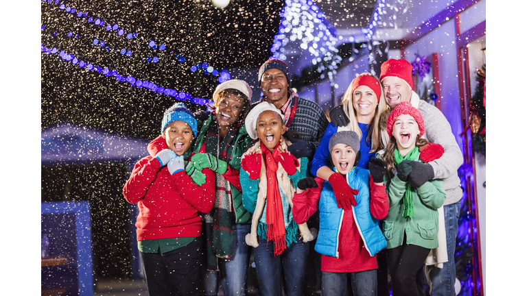 Families and friends enjoying winter festival