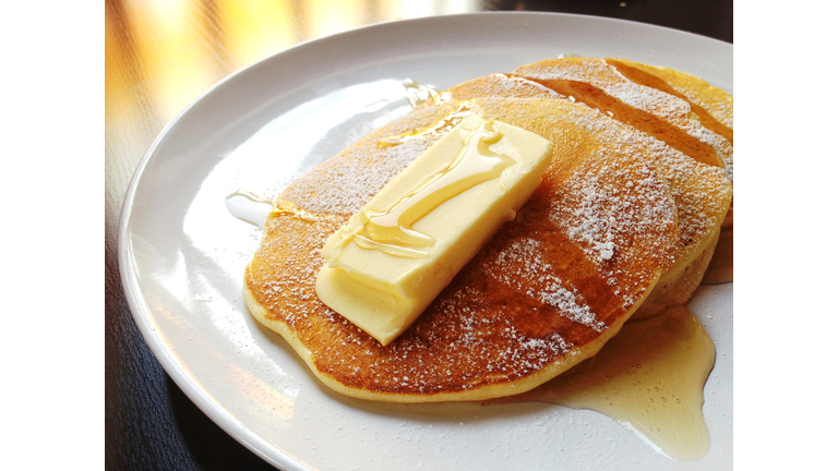 Fresh honey pancakes and butter