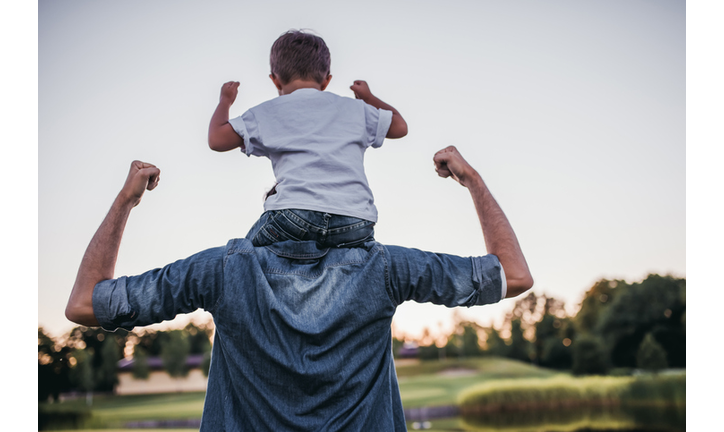 Dad and son outdoors