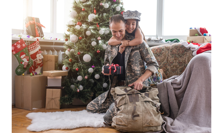 military with daughter at christmas