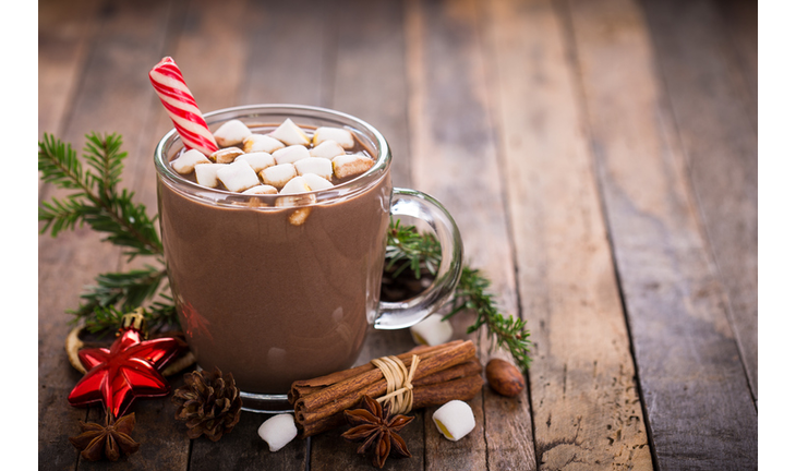 Christmas hot chocolate with marshmallow