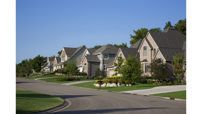Upscale houses on suburban street