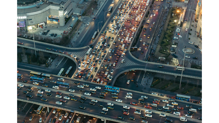 Aerial View of Beijing Traffic Jam