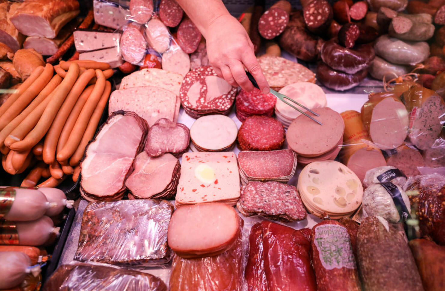 Meat counter in the supermarket