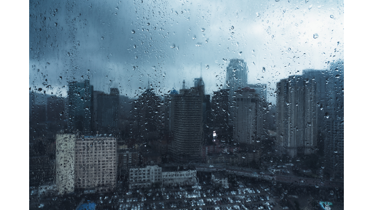 Raindrops on window