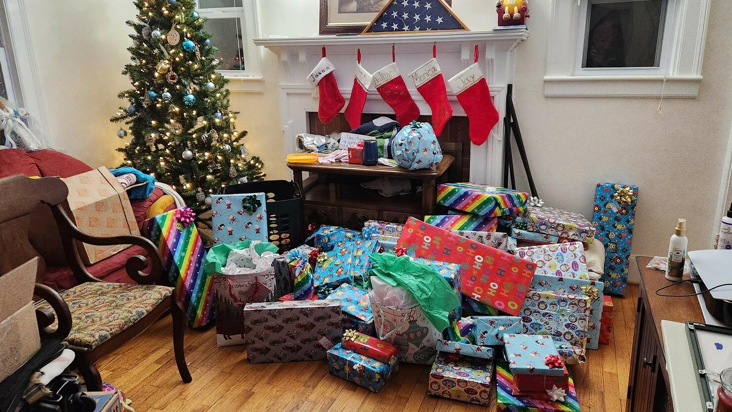 Firefighters in Virginia delivered presents to a family whose house burned down