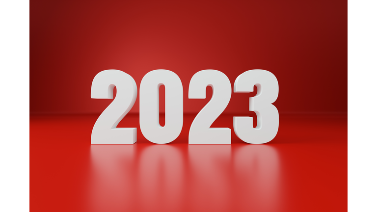 New Year 2022 Text Block on Red Background