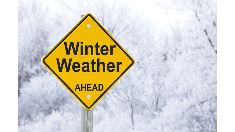 Winter Weather Ahead Road Sign