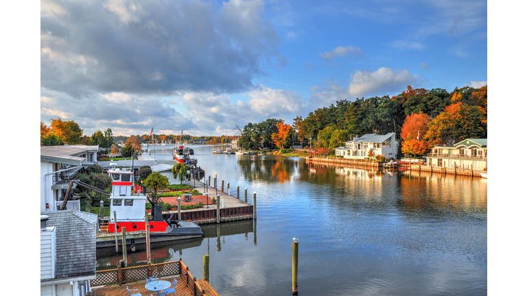 Nautical Scene with Fall Leaf Colors-Saugatuck,Michigan