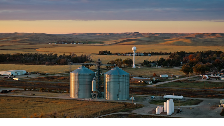 High Angle View of Grain Factory in Brule, Nebraska