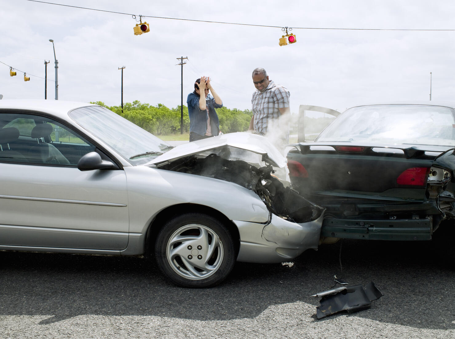 Car accident on road