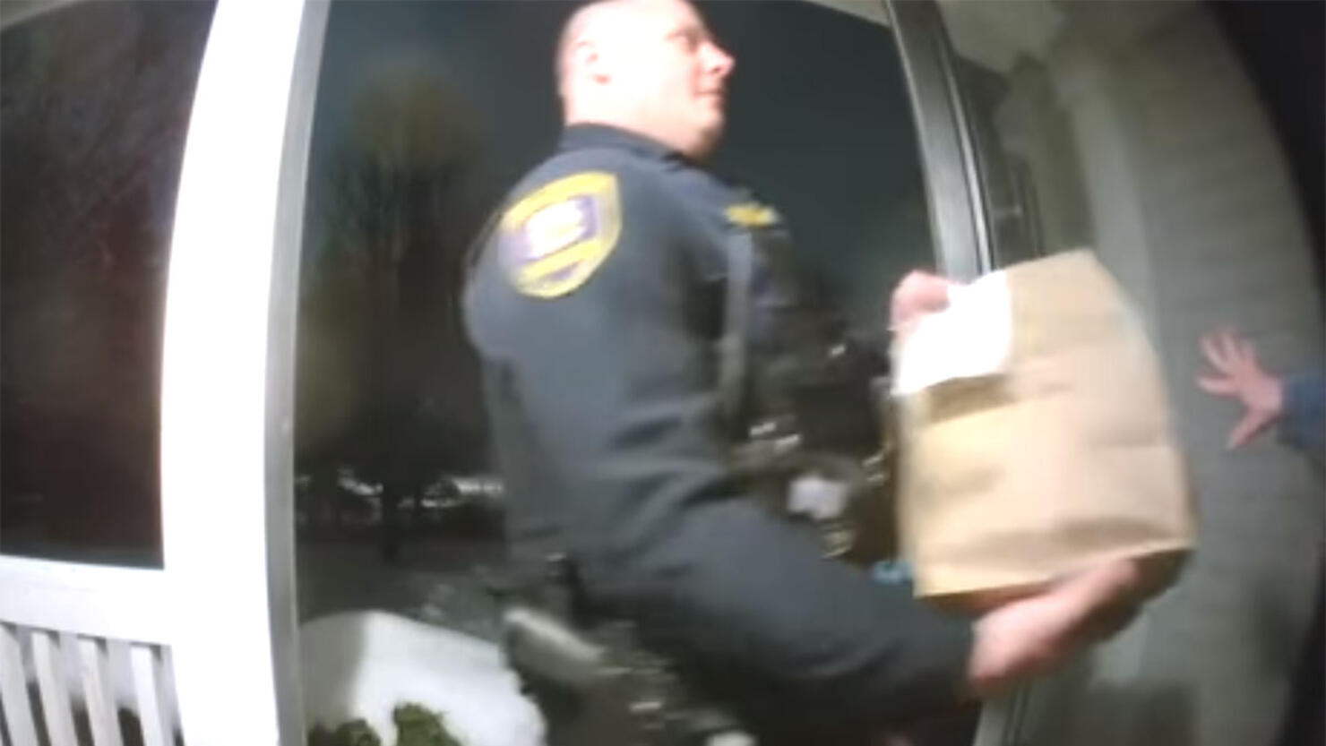 Police officer delivers DoorDash order