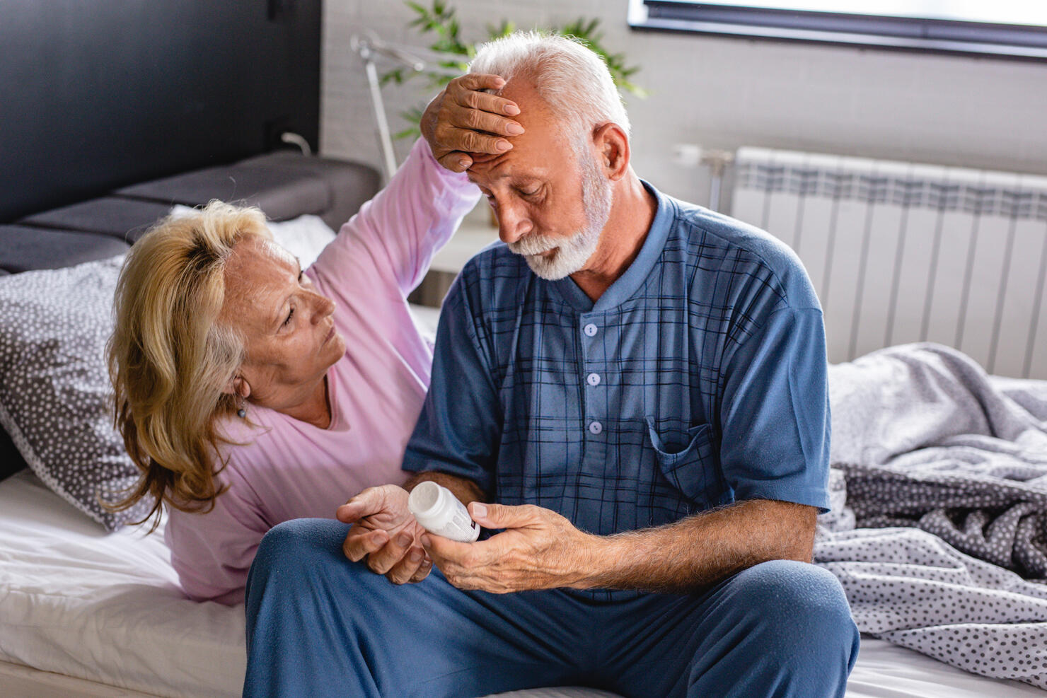 Senior couple taking care of each other