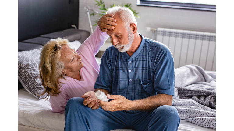Senior couple taking care of each other