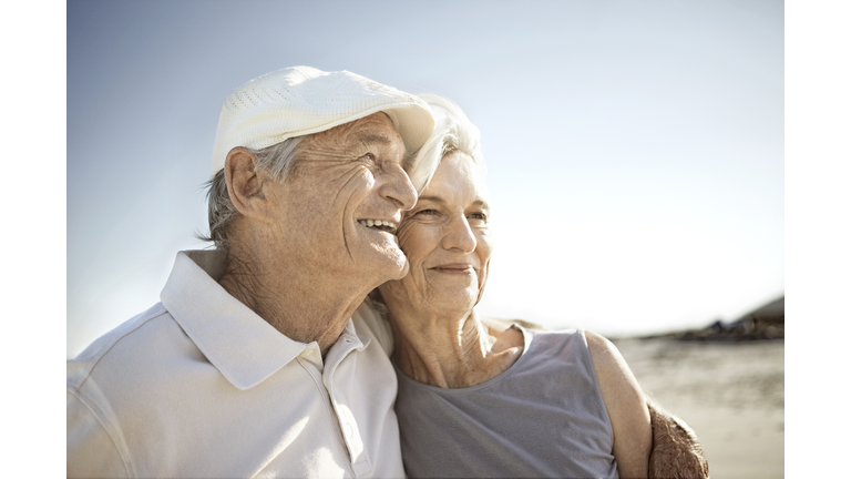 senior couple on beach