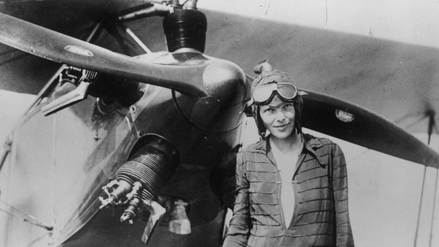 Ameila Earhart With Airplane