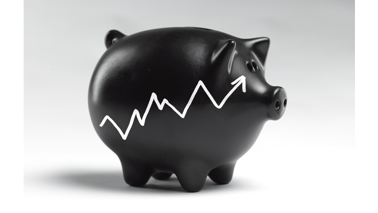 Piggy bank with graph going up