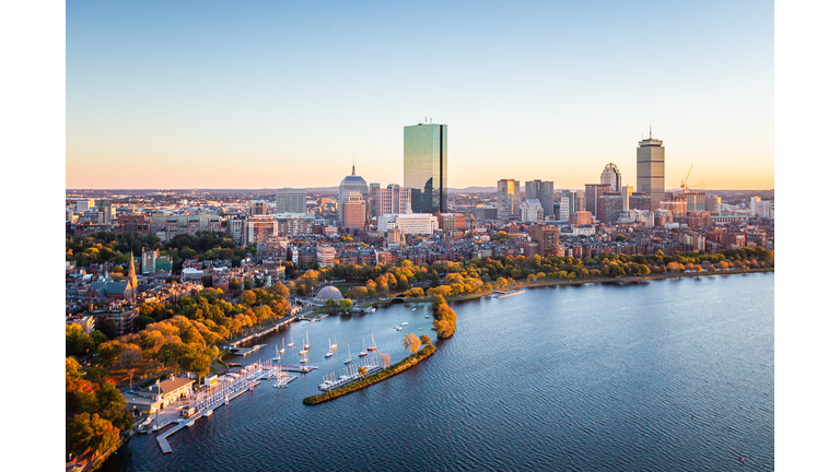 Boston, MA - Charles River Aerial Photography Downtown