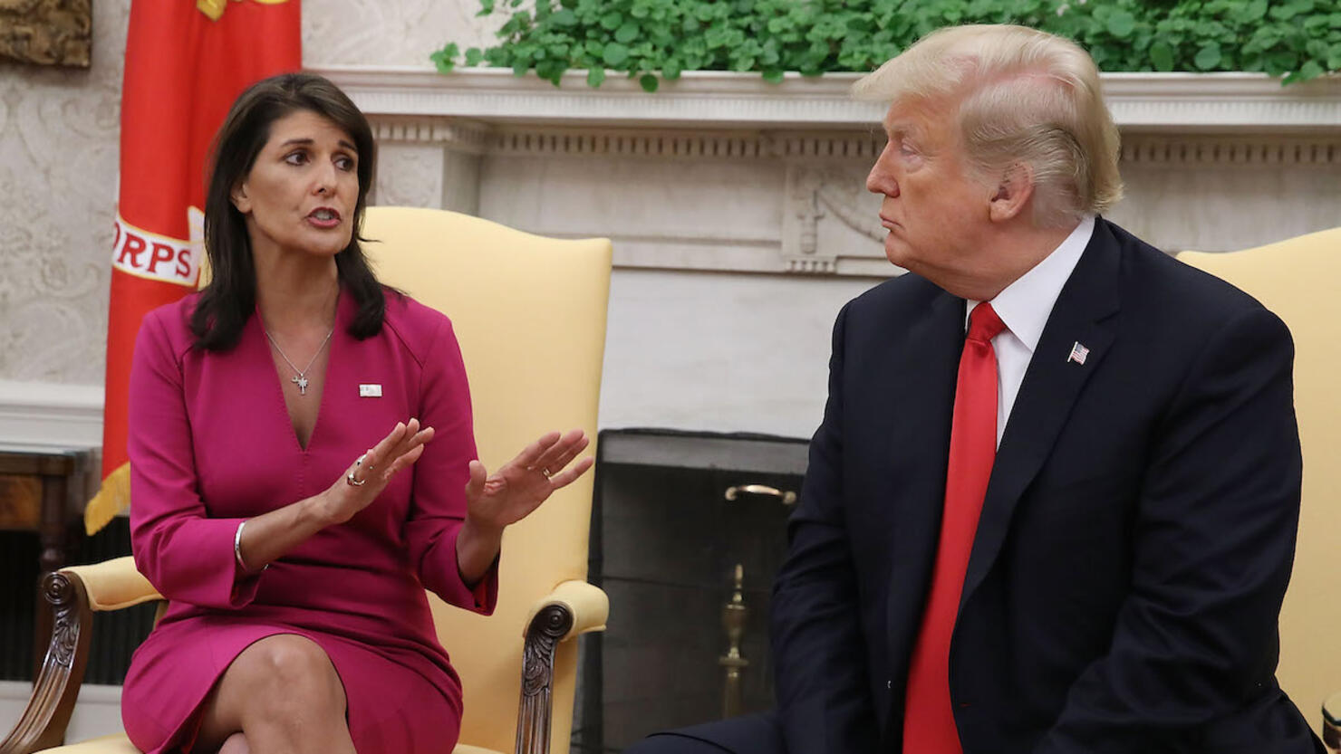 President Trump Meets With UN Ambassador Nikki Haley At The White House