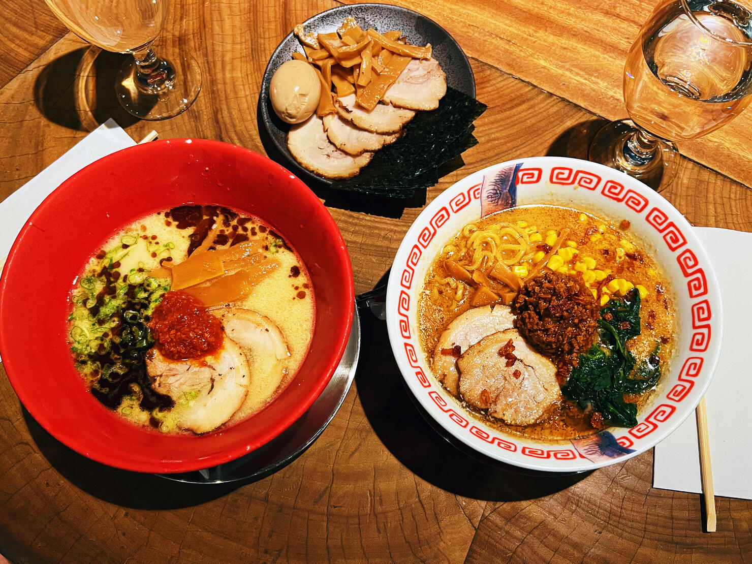 Ramen soup with pork belly served in Japanese restaurant