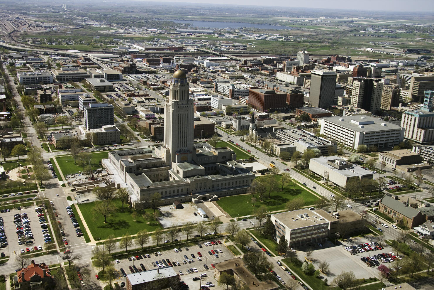 Aerial view of Nebraska State Capitol