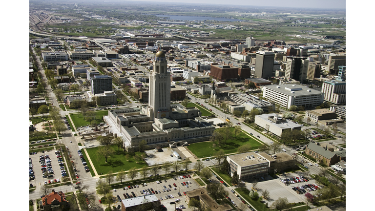 Aerial view of Nebraska State Capitol