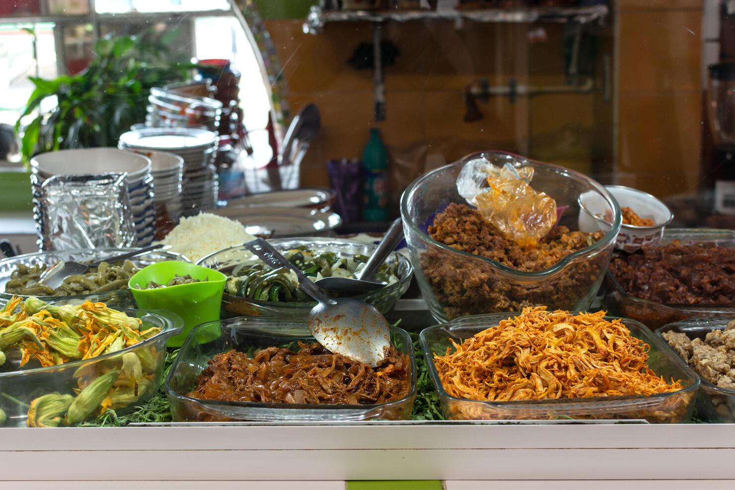 Mexican street food stalls.