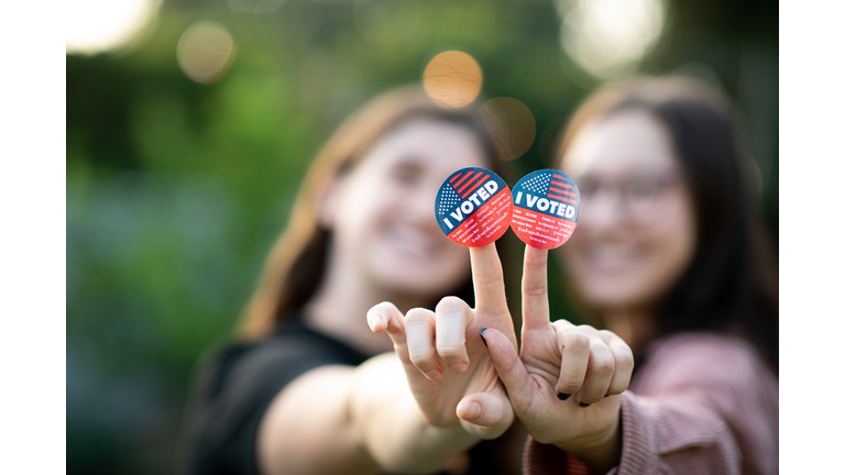 Millennials Wearing the I Voted Stickers