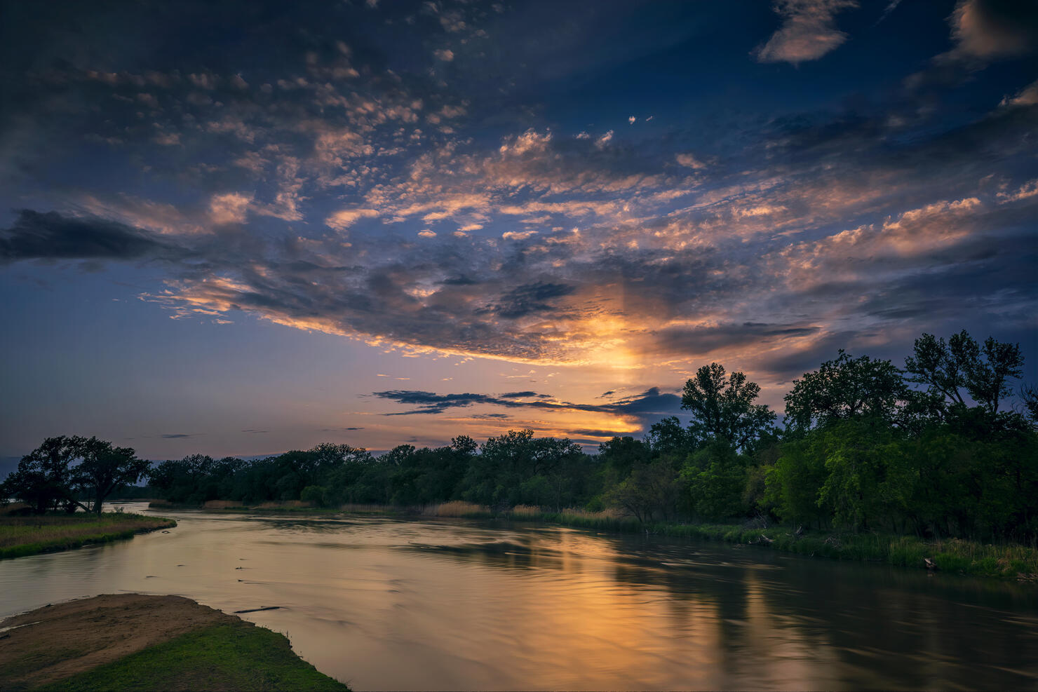 Sunset over the Platte River near Wood River, Nebraska