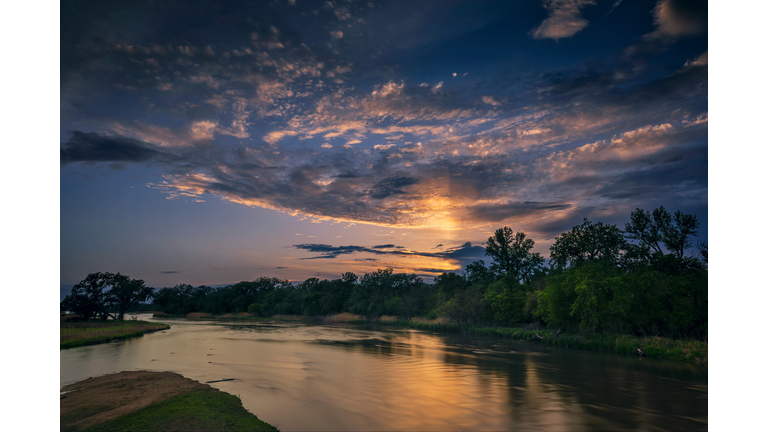 Sunset over the Platte River near Wood River, Nebraska