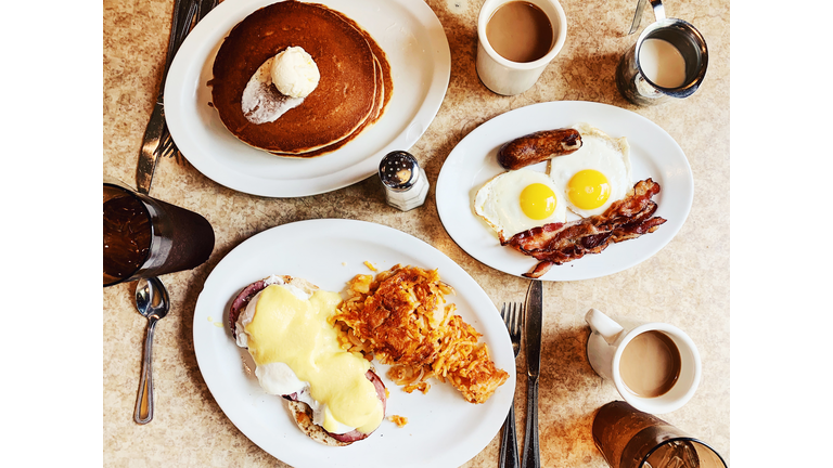 Breakfast at traditional American diner, USA