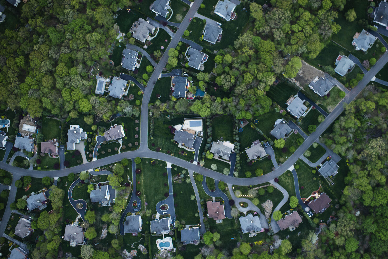 Aerial photography of suburbs, NY