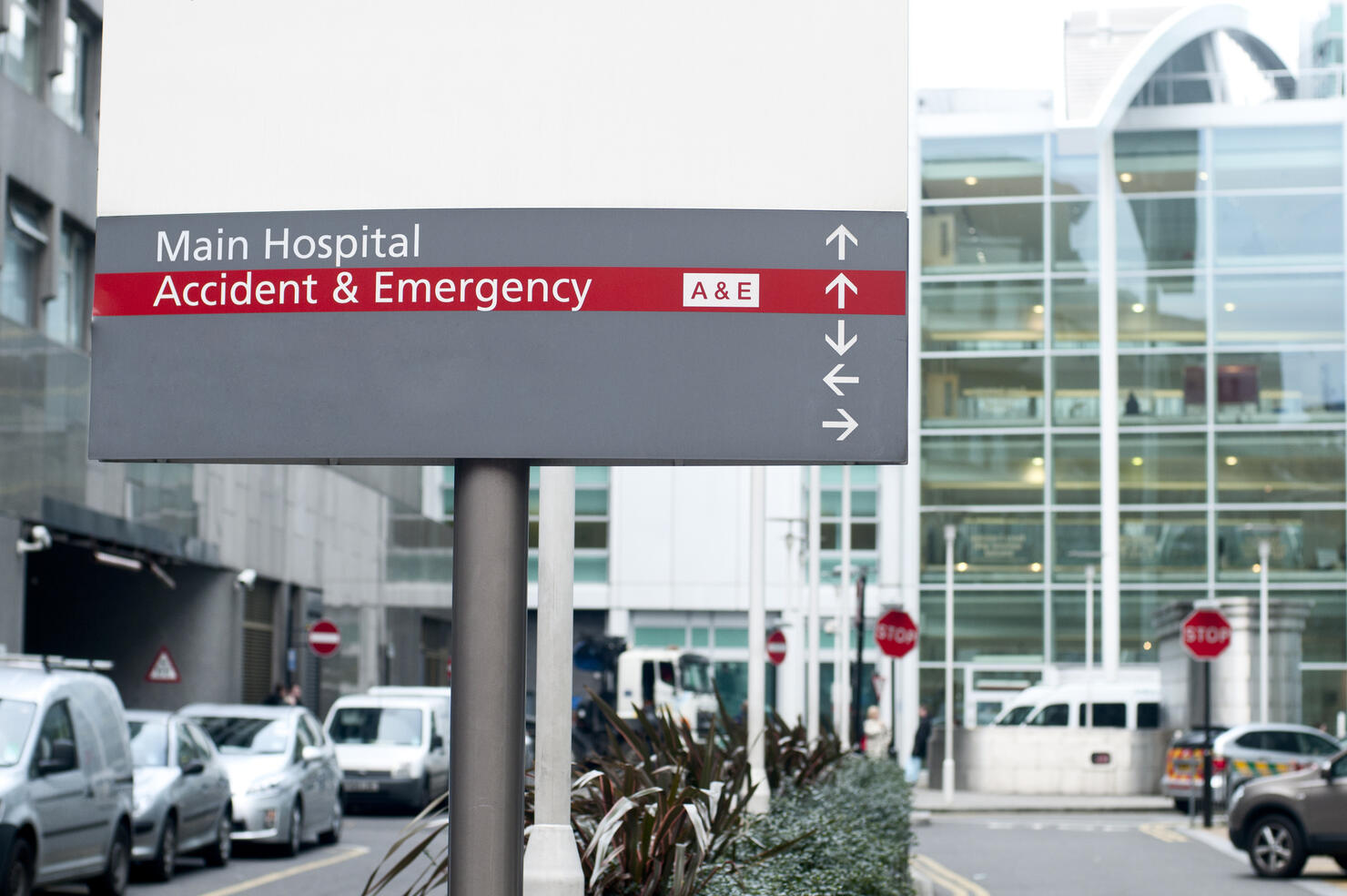 Emergency and Hospital Sign to the Entrance