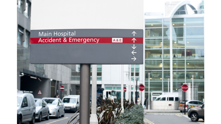 Emergency and Hospital Sign to the Entrance