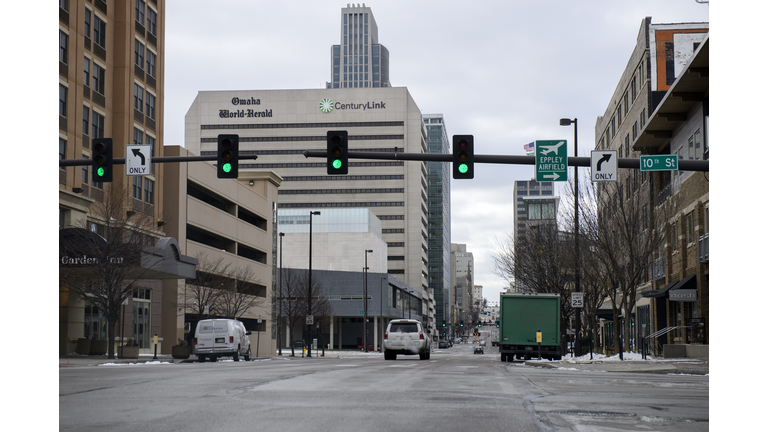 Downtown street of Omaha, Nebraska, USA